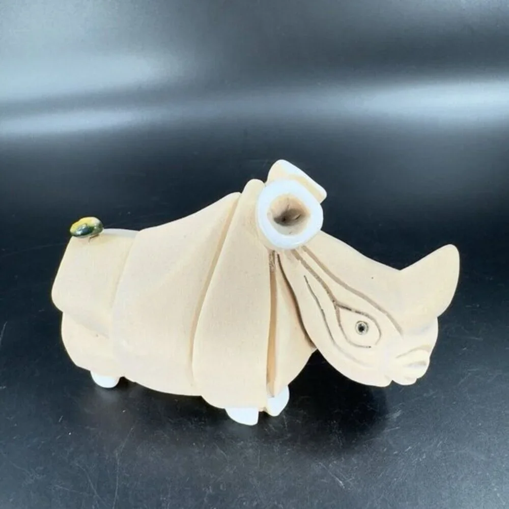 Artesania Rinconada Figurine Made In Uruguay Marked Whimsical Rhinoceroses Rhino